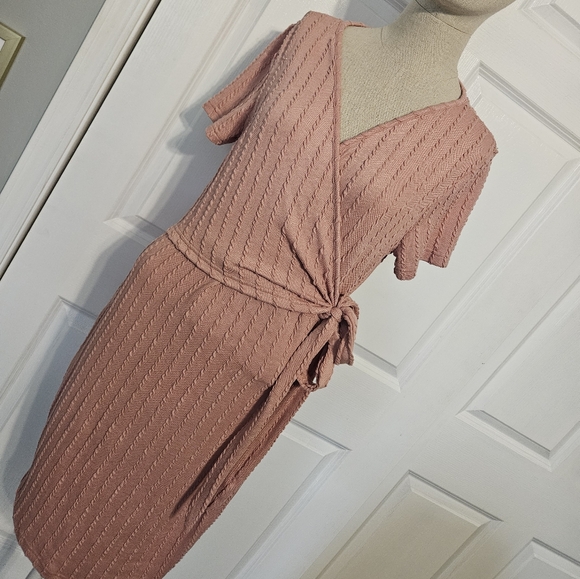SHEIN Dresses & Skirts - Shein Pink Lightweight Sweater Wrap Dress